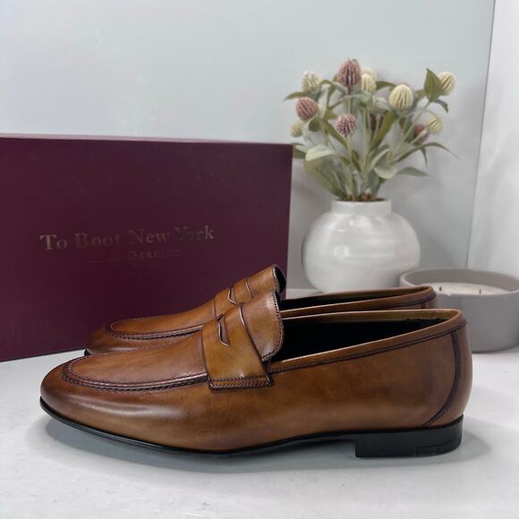 To Boot New York Portofino Moc Toe Penny Loafer Tobacco Ant 2489M Men's 7.5M - Picture 1 of 10